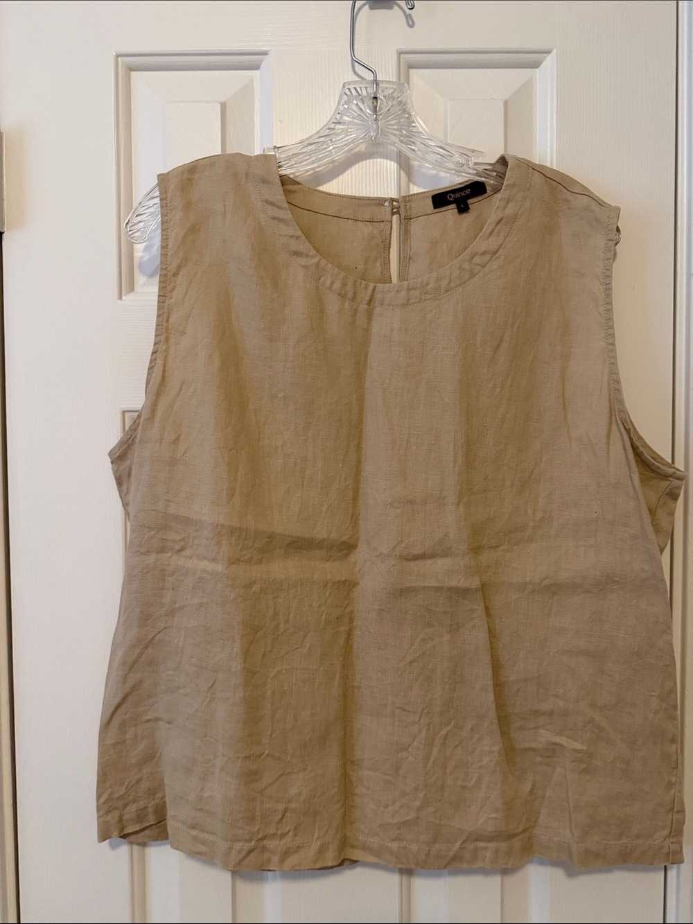 Quince Neutral Linen Sleeveless Top — Tan